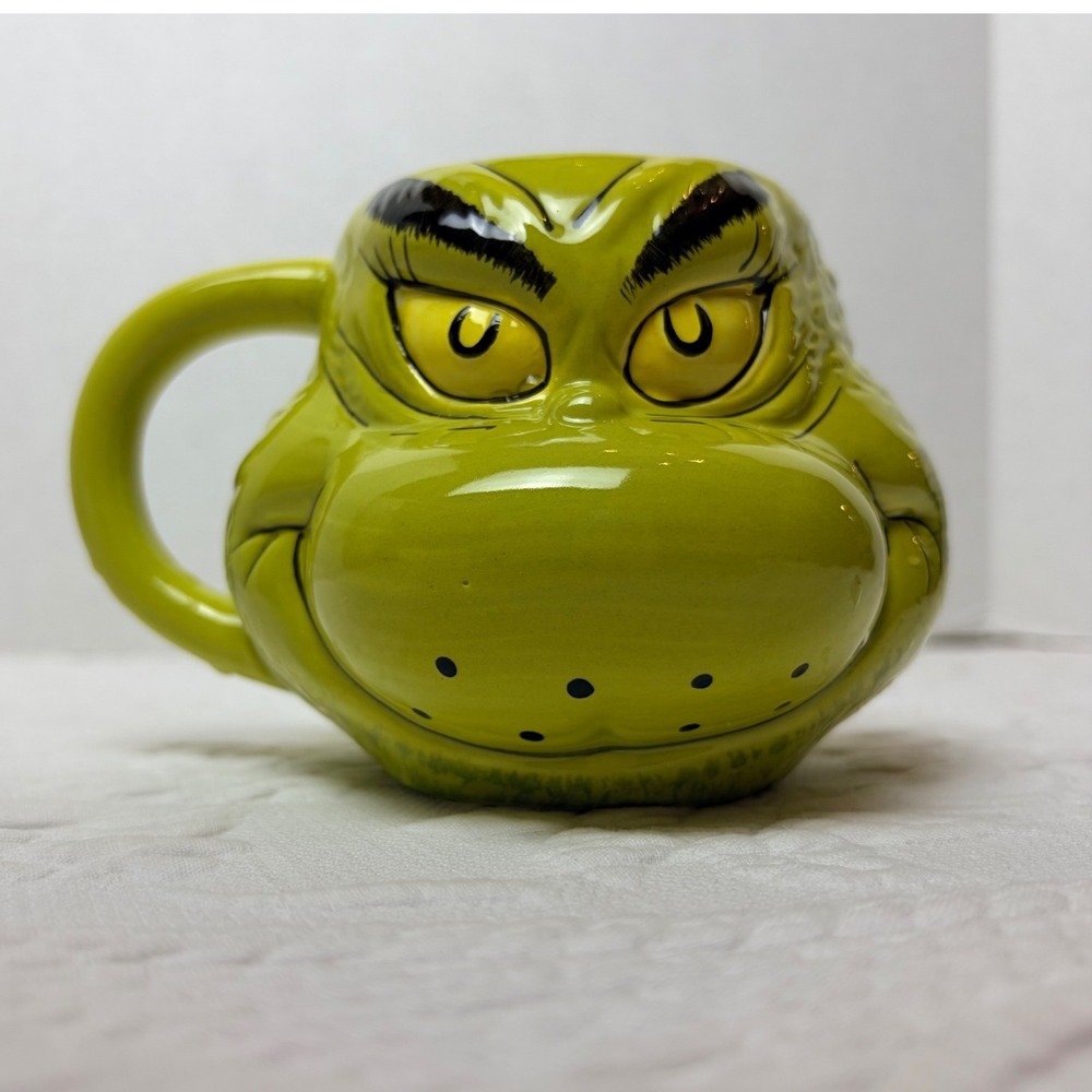 Dr Seuss Grinchmas Sculpted Ceramic Mug 16oz Green Grinch Face 3D Coffee Cup